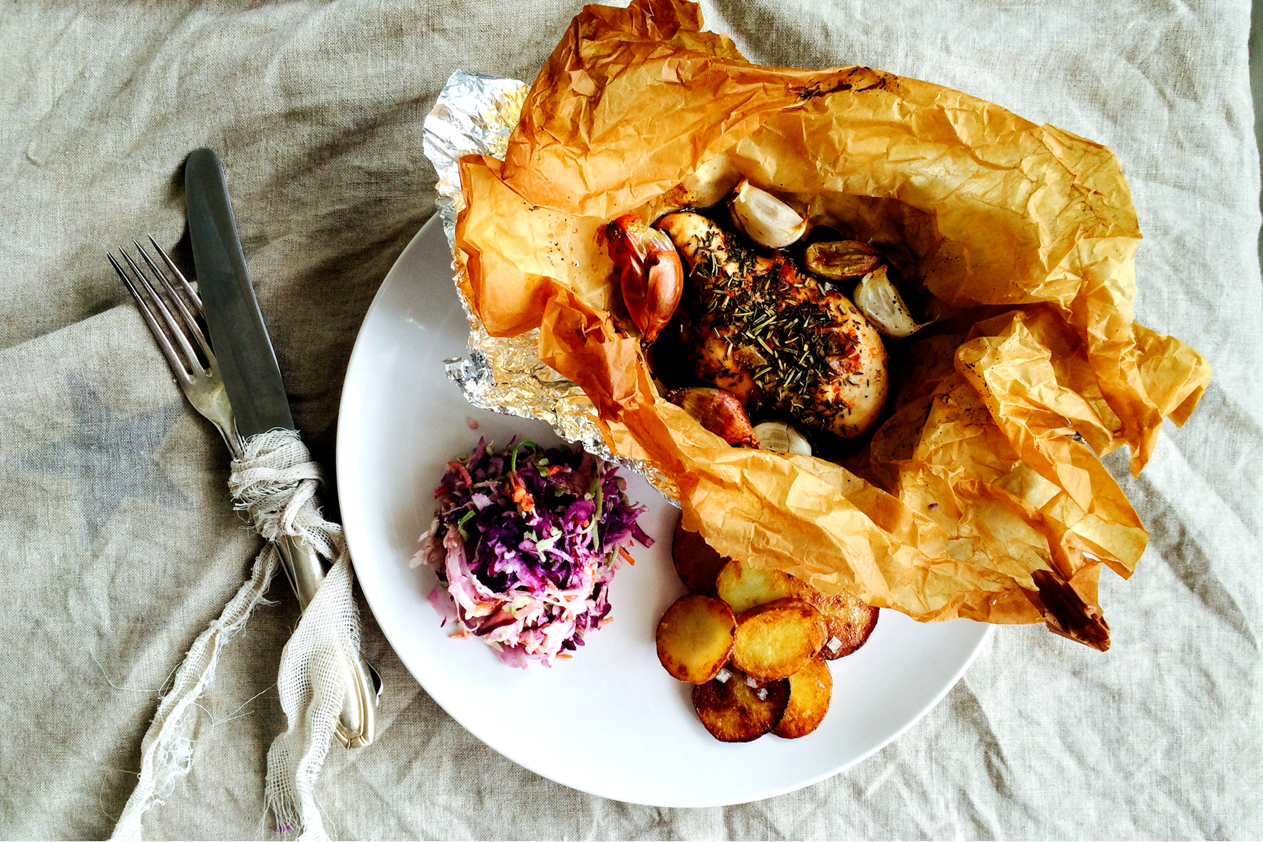 Baked chicken & coleslaw