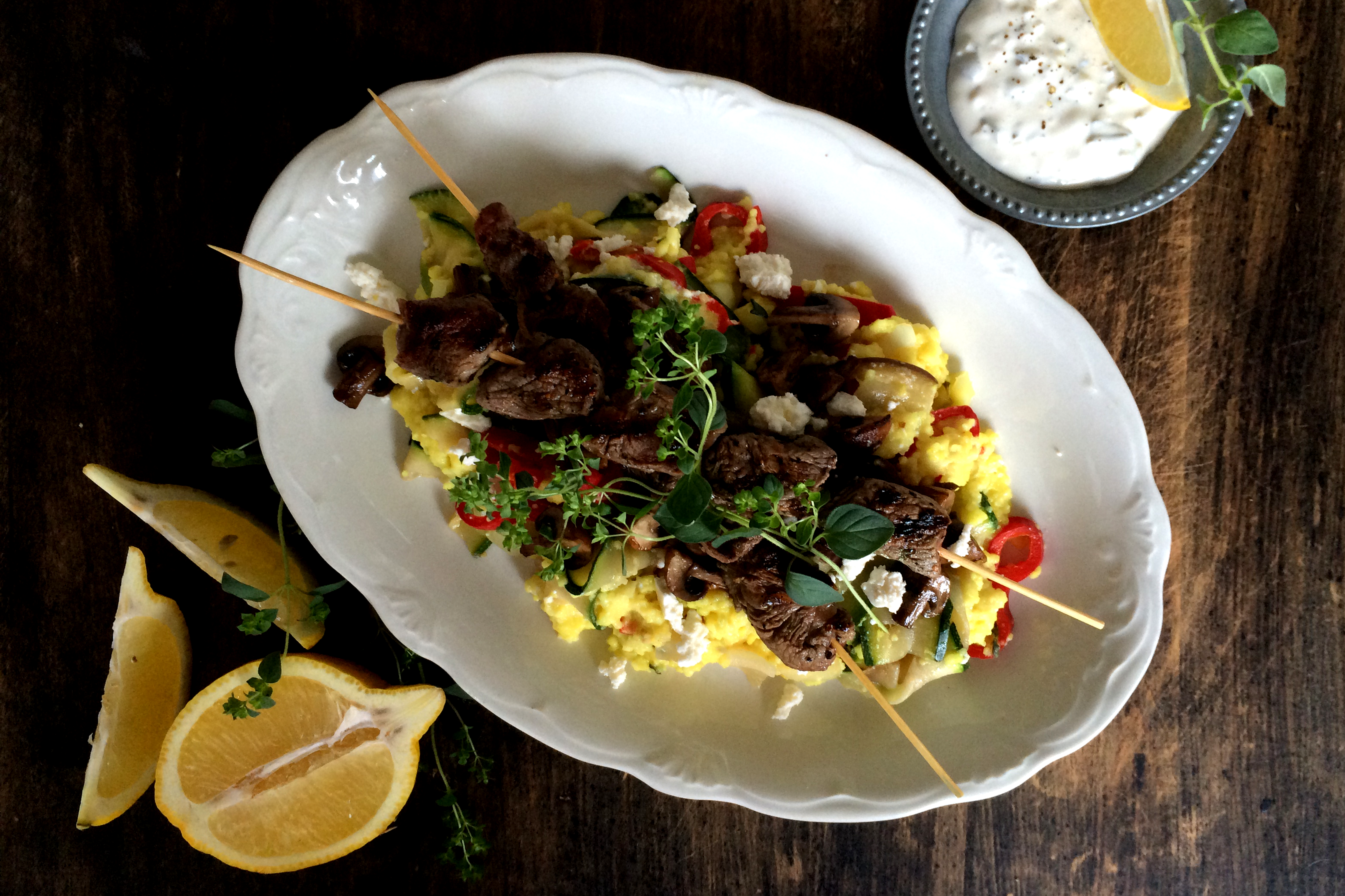 Beef Kebab and Veggie Couscous