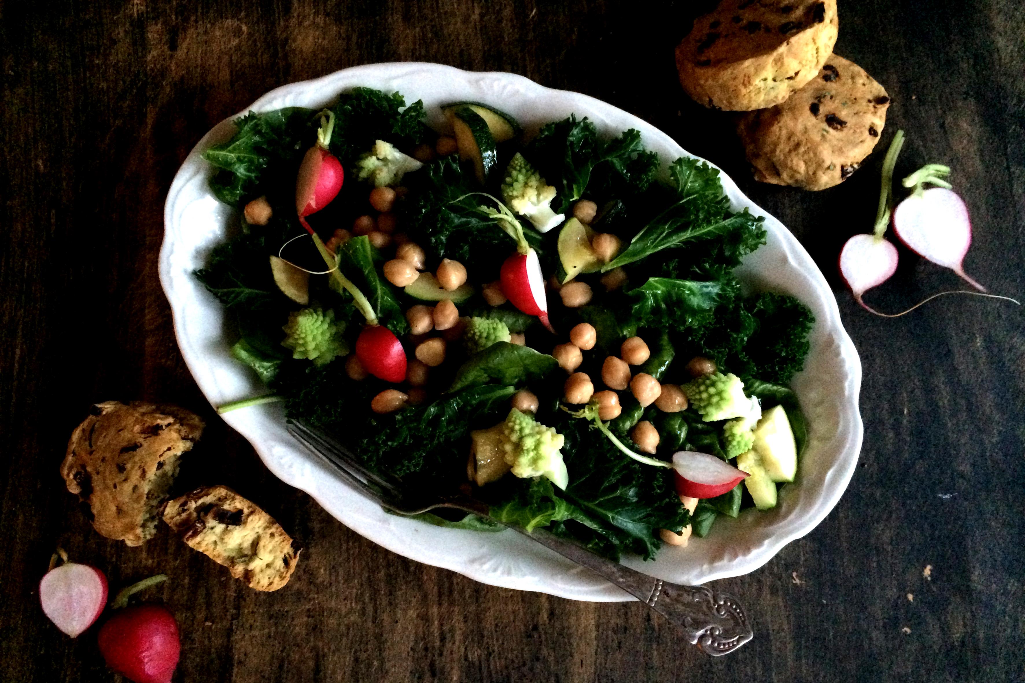 Green Winter Salad & Sunny Scones