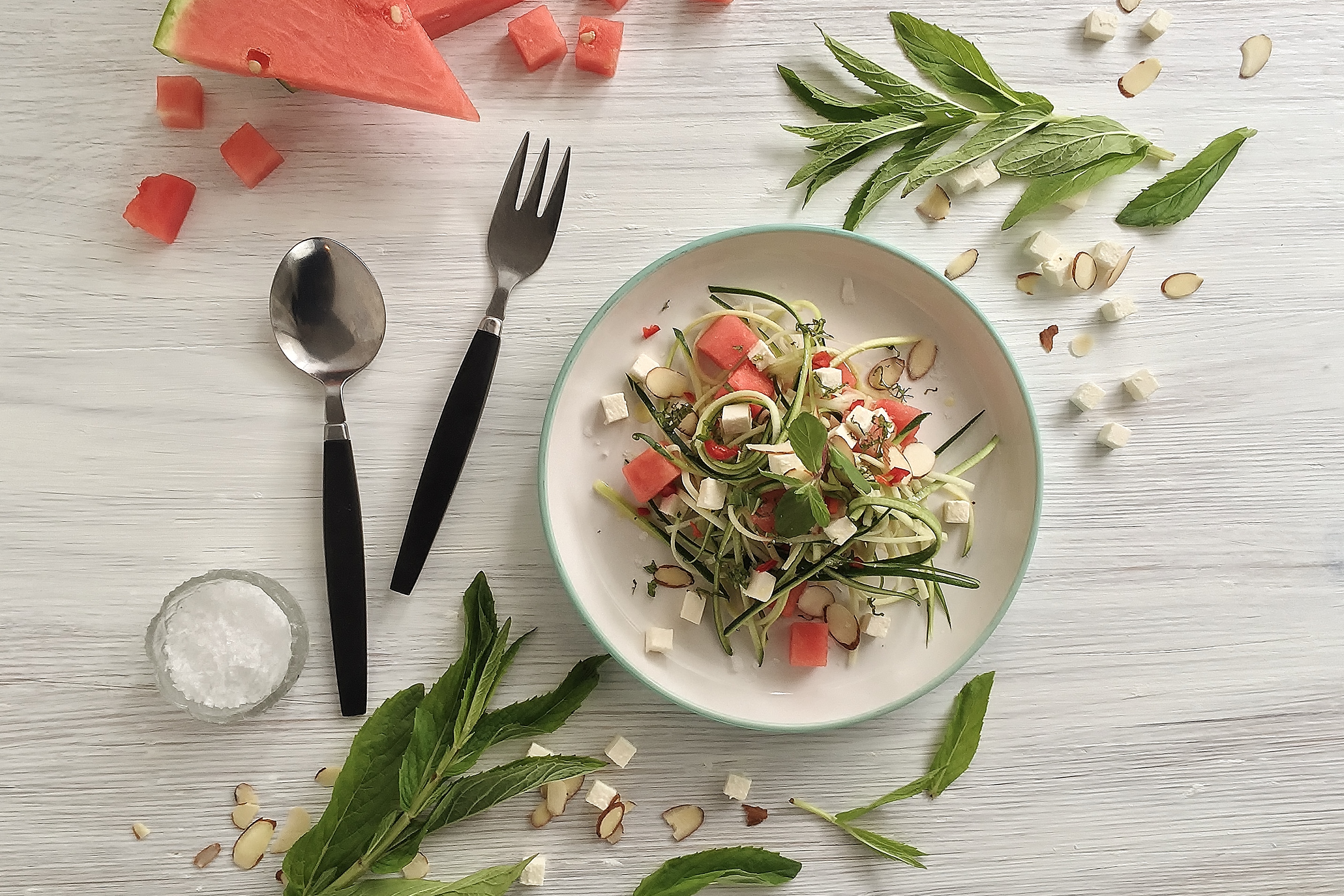 Summer Salad with Watermelon, Squash & Feta