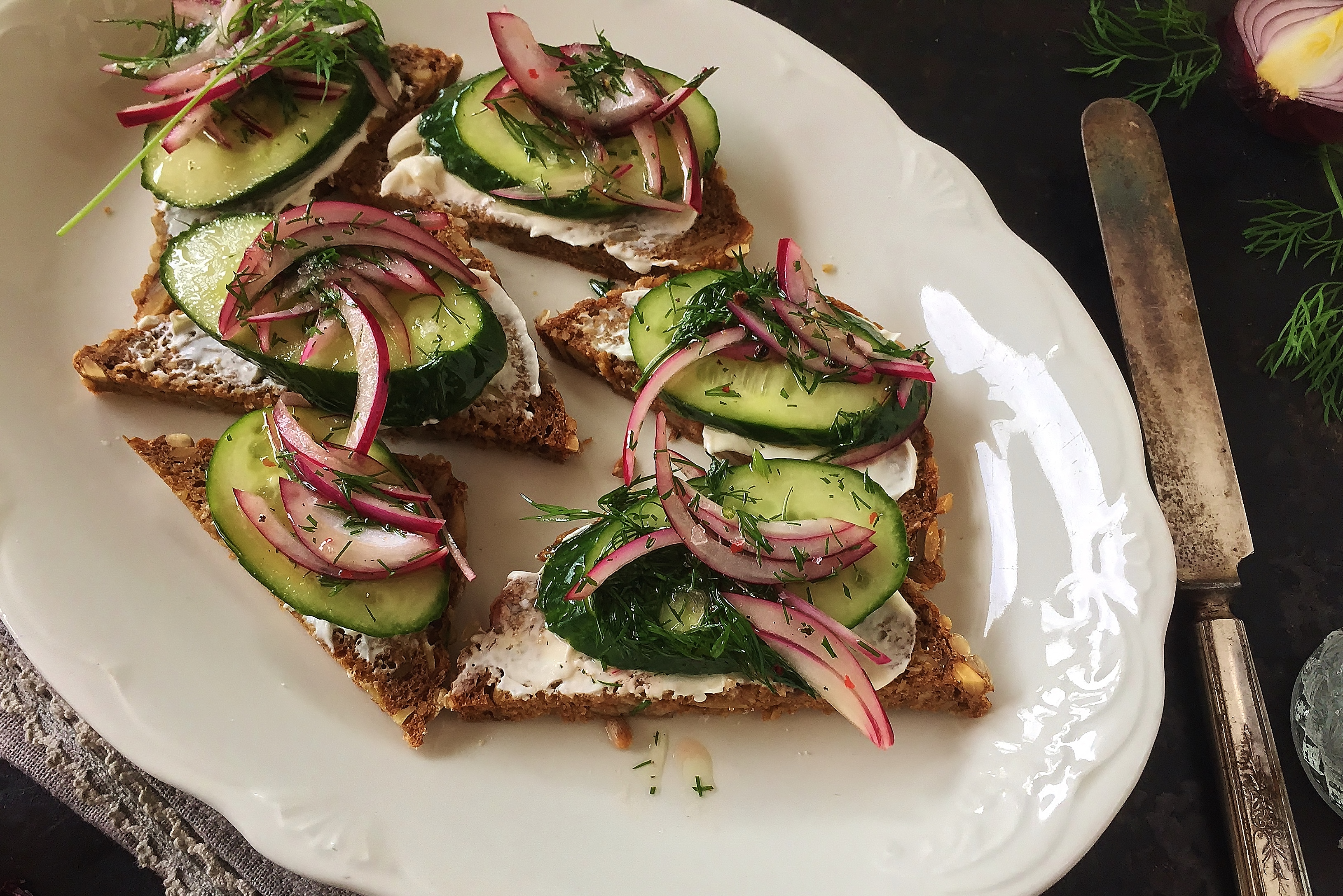 Rustic Cucumber Sandwich on Rye Bread