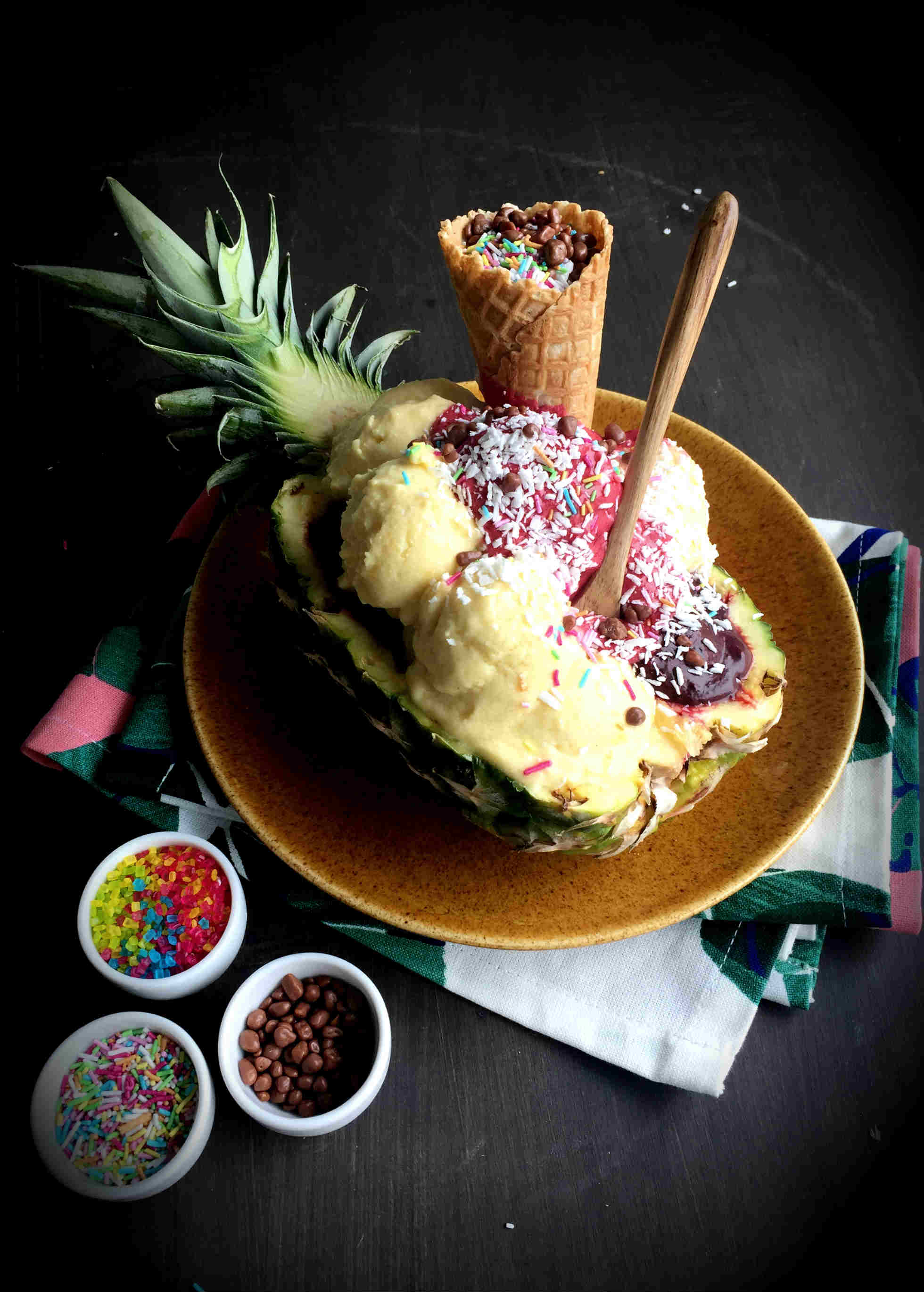 Coconut Ice Cream with Fruits & Berries